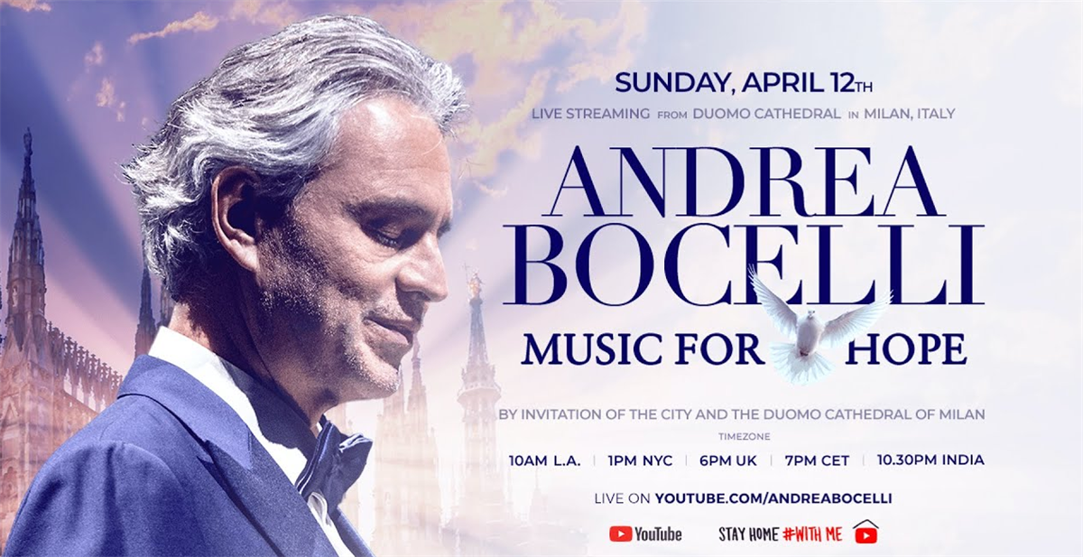 Andrea Bocelli will give a solo performance on Easter Sunday inside the Duomo cathedral of Milan