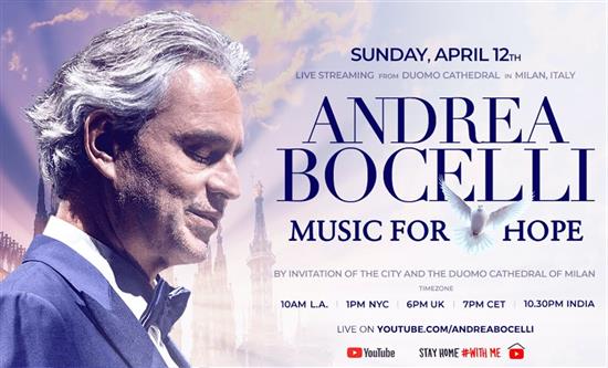 Andrea Bocelli will give a solo performance on Easter Sunday inside the Duomo cathedral of Milan